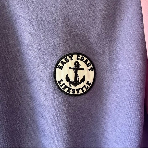 East Coast Lifestyle Colorblock Hoodie XL Unisex Purple Pink Teal Anchor Patch - Picture 7 of 8
